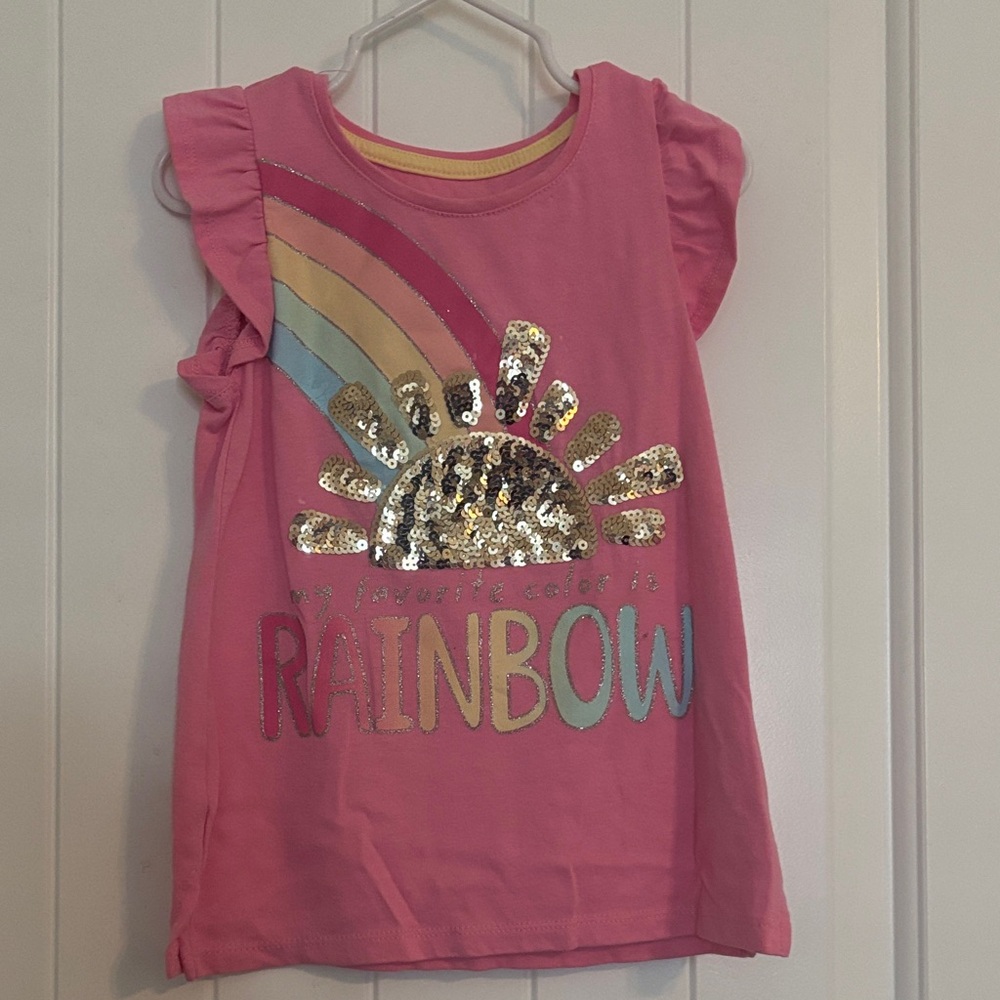Isaac Mizrahi Pink Rainbow Sequin Kids Tee